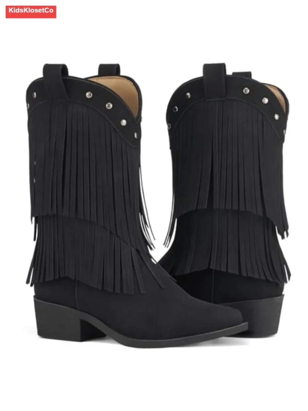 Girls Cowboy Boots with Tassel, Snip Toe, Western Boots, PU Leather, TPR Sole